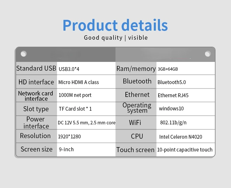 most popular samsung tablet original X9S All in one Windows 10 Tablet PC POS Intel Celeron N4020 9" 1920X1280 Touch Screen DDR4 3GB RAM WIFI RJ45 Retail top android tablets