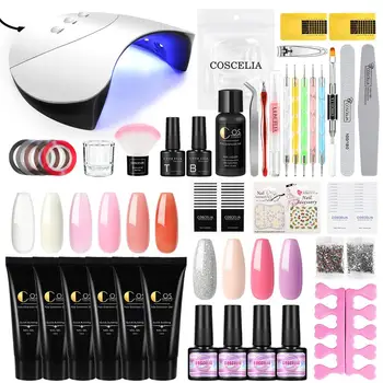 

COSCELIA Nail Extension Set Manicure Set Nail Polish Gel Kit Quick Building Extension Gel Polish Crystal Colors All For Manicure