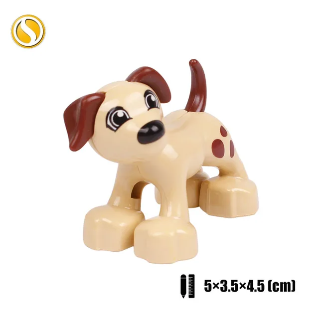 Original Big Size Assemble Building Blocks Accessory Toys For Children Compatible Big Size Animals Sets Zoo Bricks Baby Gifts Brown dog
