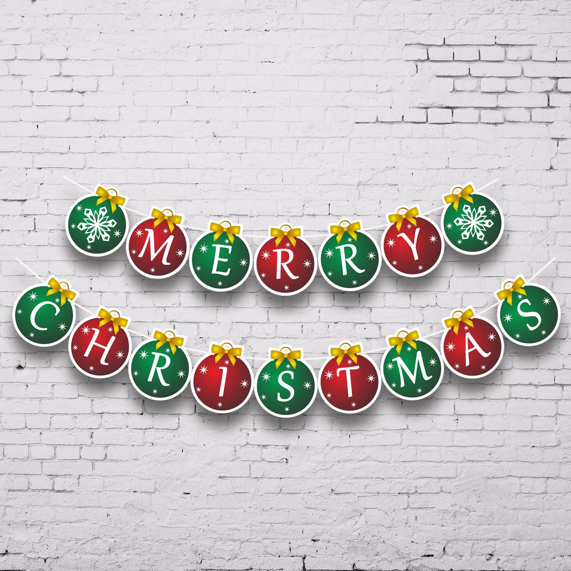 Christmas Decoration Hanging Flag Lettered Triangular Hanging Flag Latte Art Deer Tree Latte Art Pull Hanging Flags Shopping Mal