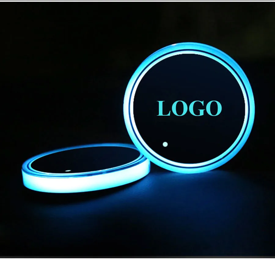 

2PCS/set LED Car Cup Holder Pad Mat for KIA MOTORS Automobiles Coasters Interior Atmosphere Lights Colorful