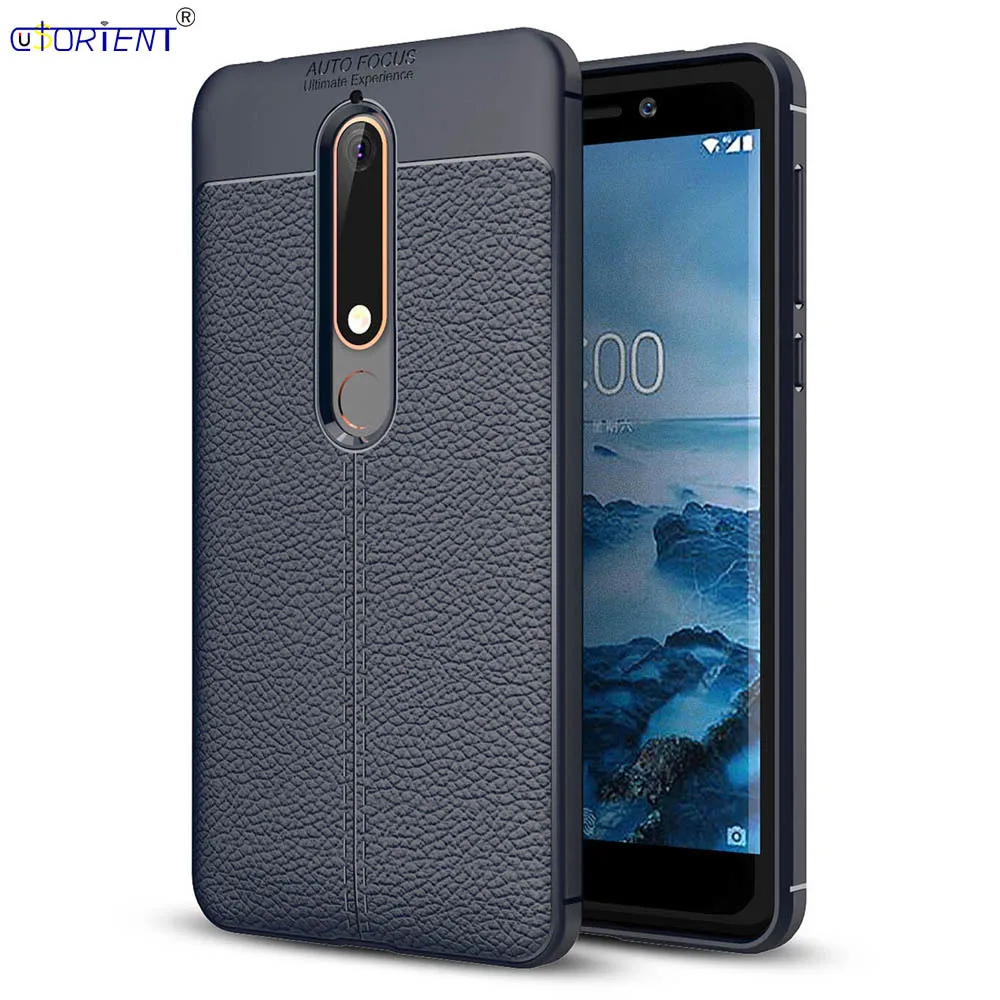 For Nokia 6.1 Shockproof Matte Phone Case TA-1043 TA-1016 Soft Silicone Bumper Cover TA-1045 TA-1050 1068 Leather Texture Funda | Мобильные