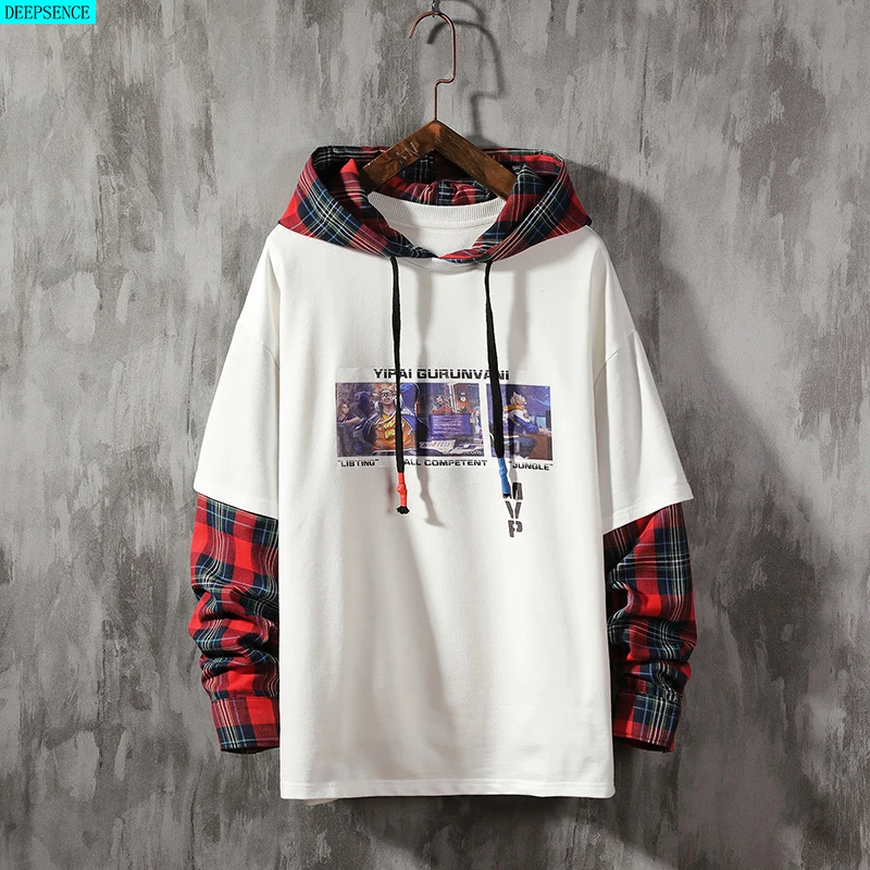 Buen trato Sudadera con capucha grande para hombre, ropa para parte superior masculina, de moda, suelta, con costuras, cuello en V, informal, nueva Kjwneg7aD7B