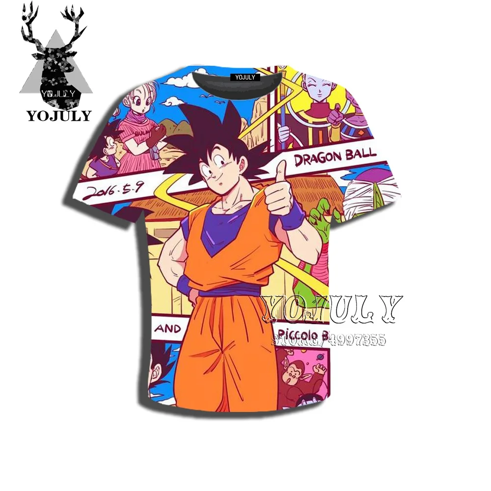YOJULY Dragon Ball Z Ultra Instinct God Son Silhouette Goku chichi Super Saiyan Подростковая футболка для мальчиков и девочек с 3D принтом Лето A489