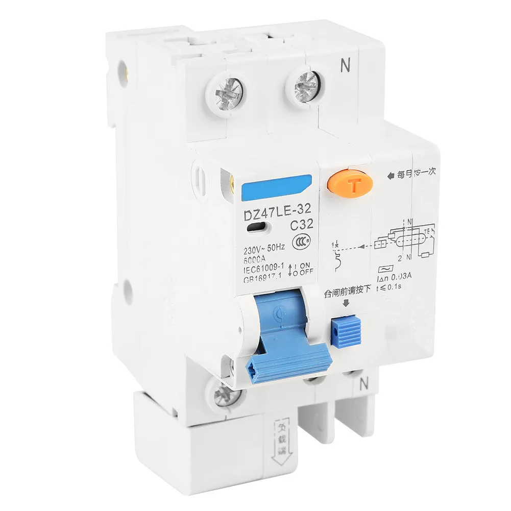 DZ47LE-32 1P+ N C32 RCCB Выключатель остаточного тока 30mA 230 В токовый выключатель высокого качества