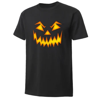

Terror Halloween Men'S T-Shirts Evil Pumpkin Face Print Hip Hop Streetwear 100% Cotton Fashion Short Sleeve Loose Fit Male Tops