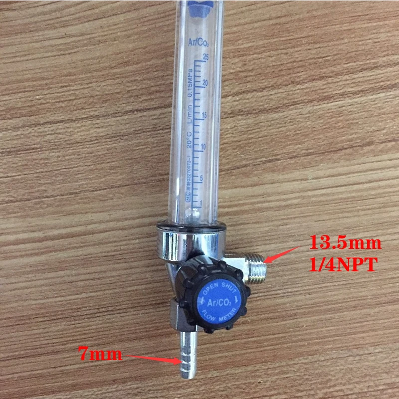 7mm Argon Flow Meter 1/4PT 0.35 MPA Flow Meter CO2 Carbon Dioxide Pressure Reducer Regulator Valve Flowmeter