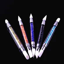 Маникюрная пластиковая ручка с двойной головкой силикагель ручка силикагель рельефное перо маникюрный цветной набор кистей для рисования
