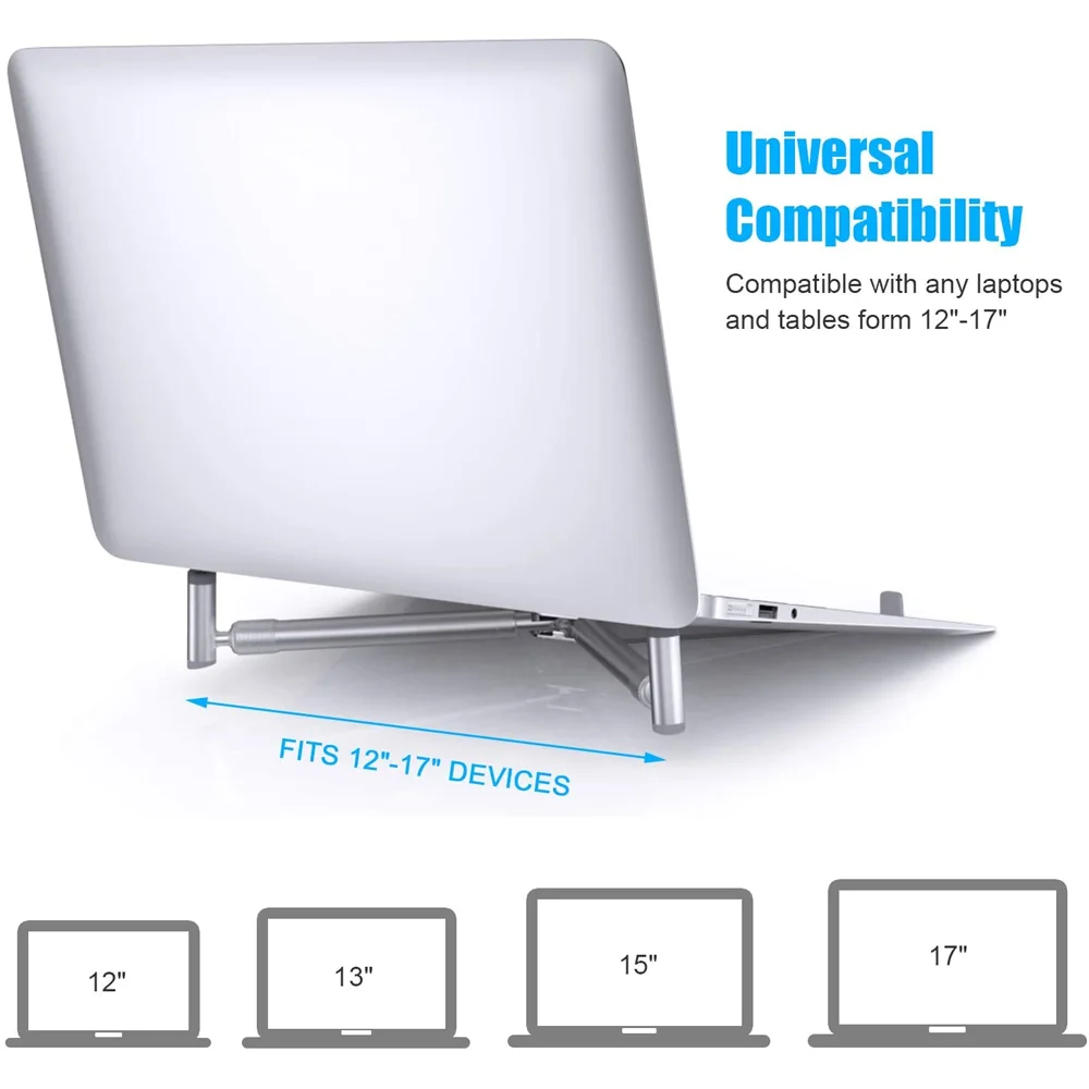 휴대용 노트북 스탠드 알루미늄 합금 홀더 Macbook Pro 안드로이드 12  17in 노트북을위한 접이식 범용 노트북 PC 라이저 지원