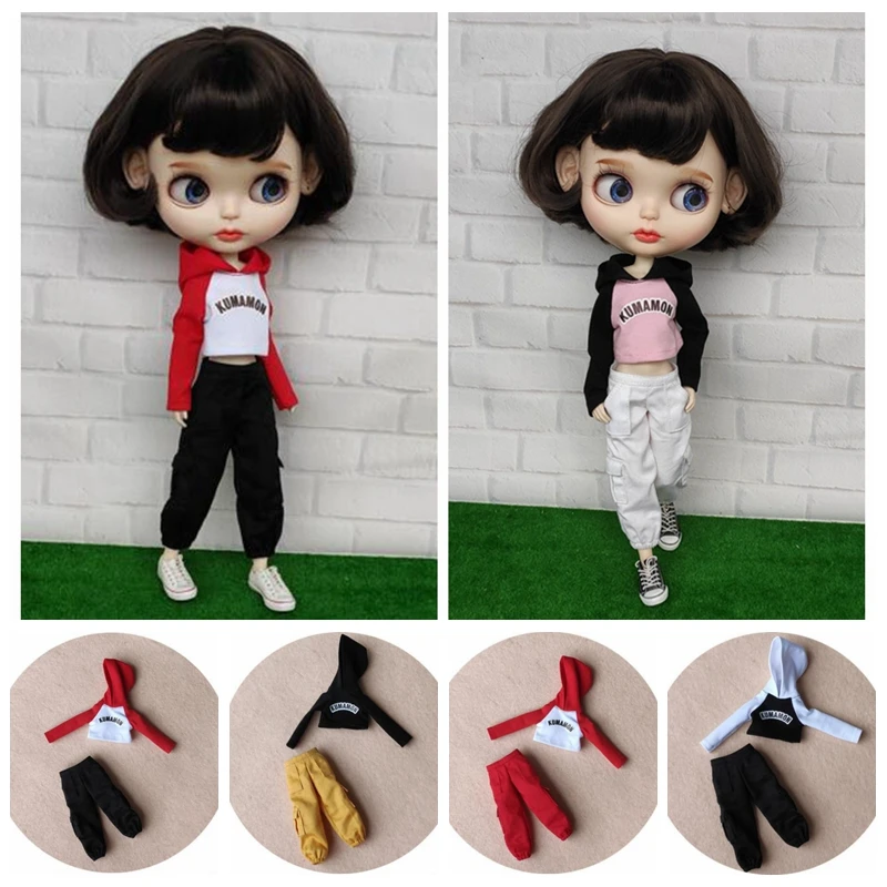 Новинка, Одежда для куклы Blyh, толстовка с капюшоном и длинными рукавами, шапка или комбинезон, штаны для ob24, Pullip, Barbies, Blyth, штаны, Одежда для куклы 1/6, аксессуары