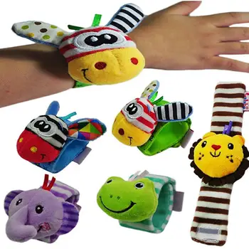 

Kids Cute Cartoon Animal Wrist Band Rattles Toy Newborn 0-3 Years Mini Hand Strap Early Learning Teether Plush Toys
