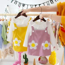 Платье для маленьких девочек; коллекция года; Модный Детский сарафан для девочек; осеннее детское платье с цветочным рисунком; Хлопковое платье для девочек; От 2 до 3 лет