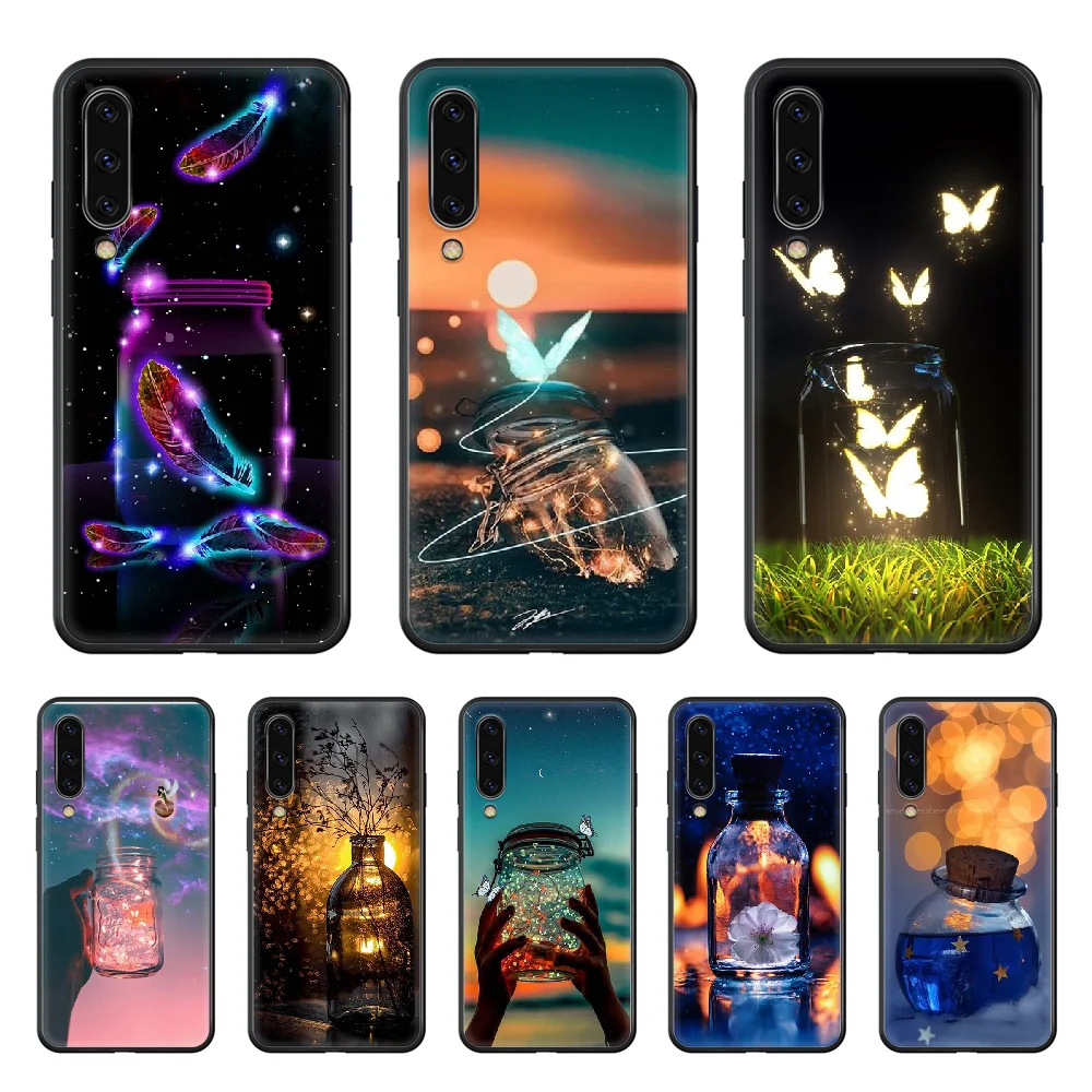 

bottle butterfly Starry sky flame Phone case hull For Samsung Galaxy A 50 51 20 71 70 40 30 10 E 4G S black cover silicone back