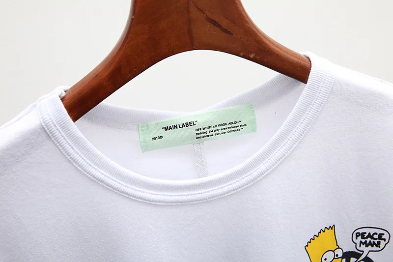 19SS OFF-WHITE OW Повседневная Симпсон брызг чернила стрелка-указатель личности дикий короткий рукав Футболка мужская