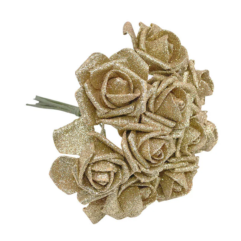 10 шт./лот, 6 см, блестящая пена, роза, искусственный цветок, свадебный букет для дома, свадебное украшение, скрапбук, сделай сам, ручная работа, искусственный цветок