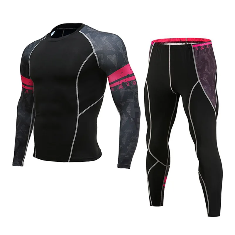 

Compression Sports Set Long Sleeve Pants 2pcs suit Gym Fitness Bodybuilding Run MMA Sportswear Fast Dry Tight Jogging Pants Suit