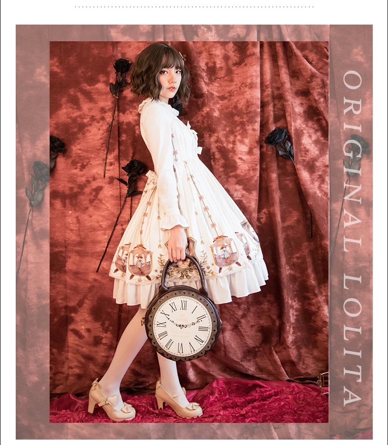 Originele Ontwerp Jurk Drie Musketiers Lange Mouw Gedrukt Prinses Jurk Retro Chiffon Rok