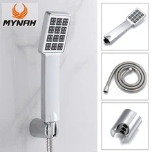 Modern Bathroom Square Shower Head Set ABS Plastic Chrome Rain Head Water Saver Classic Design Showerhead with Hose & Stand