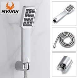 Modern Bathroom Square Shower Head Set ABS Plastic Chrome Rain Head Water Saver Classic Design Showerhead with Hose & Stand