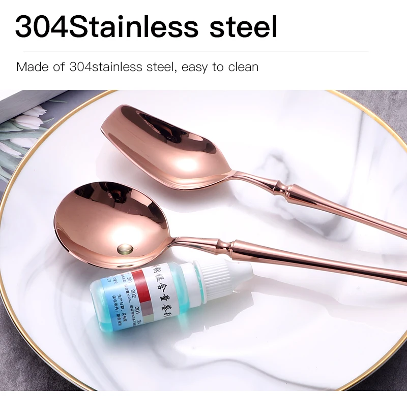 Description Picture 5 of itemBright Rose Gold 18/10 Stainless Steel Cutlery Dinnerware Tableware Knife Spoon Fork Chopsticks Flatware Set Dishwasher Safe