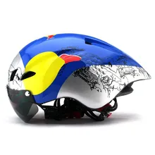 Casco de triatlón ultraligero para hombre y mujer, casco aerodinámico con gafas neumáticas para ciclismo de carretera