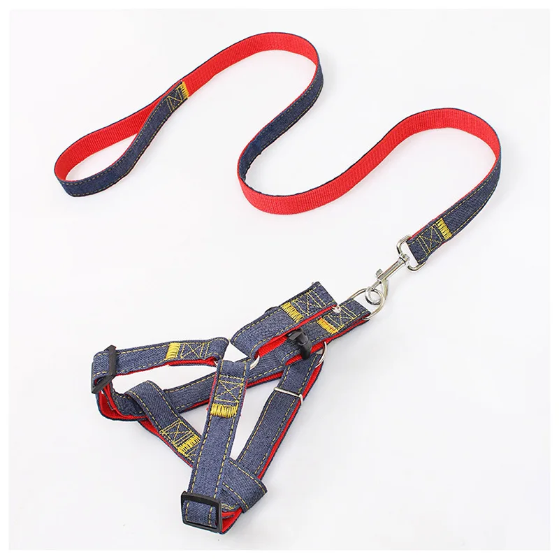 Adjustable Small Pet Dog Harness Leash Strap S Code Good Quality Cowboy Style Chest Strap Puppy Traction Rope Pet Accessories - Цвет: red