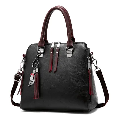 Волшебная рыба PU кожаные женские сумки-мессенджеры сумки-тоут кисточкой дизайнерские сумки через плечо бостонские ручные сумки Горячая Распродажа - Цвет: black