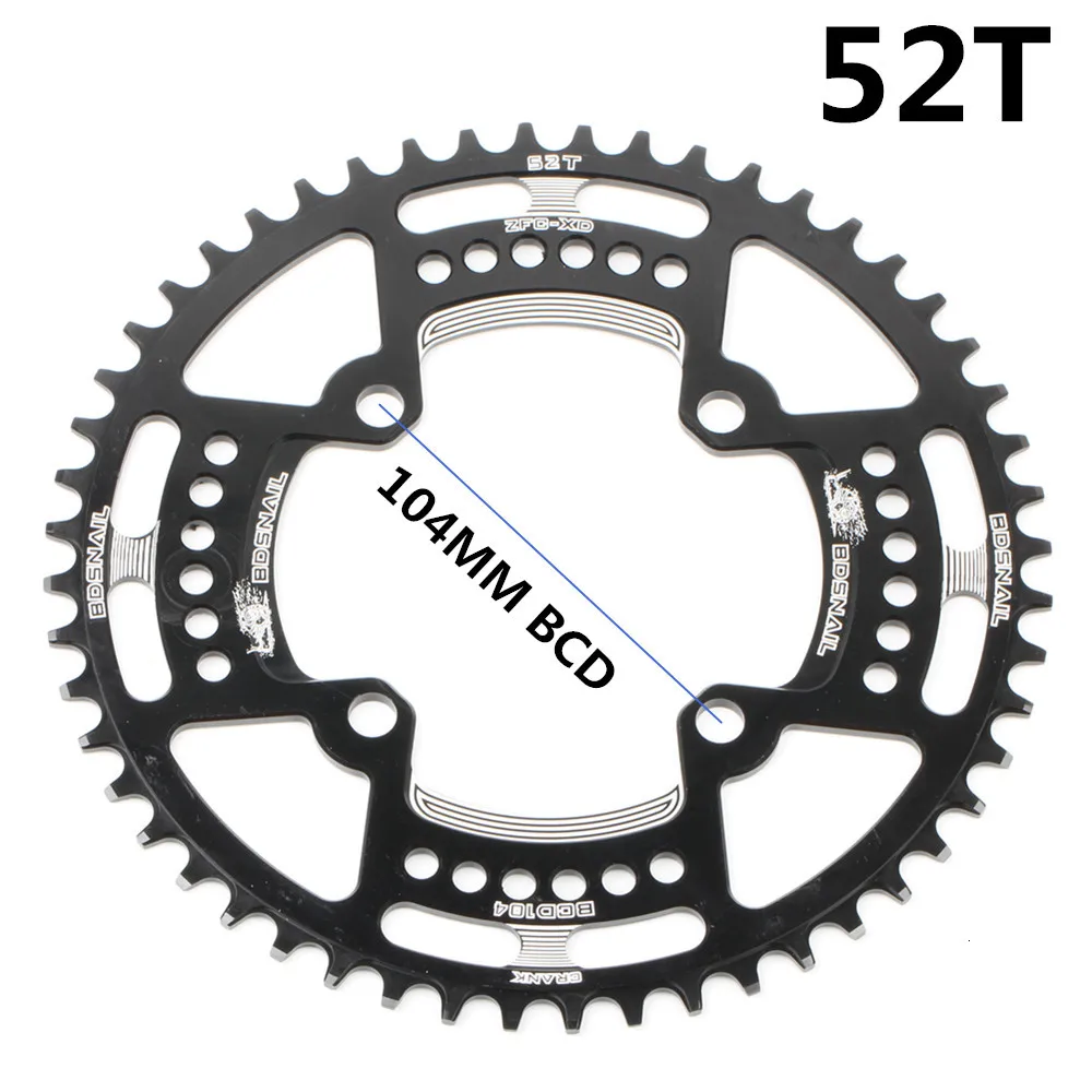 104BCD 40/42/44/50/52T горный велосипед Звездочка MTB велосипед диаметра окружности болтов(Алюминий узкая широкая цепь из колец цепь