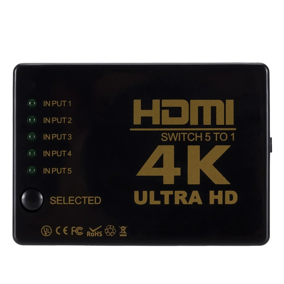 HDMI Switch 4K HDMI-compatible Switcher 5 Port HD Switch Selector Splitter