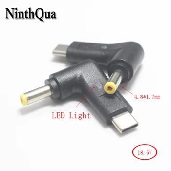 

1pcs PD4 4.8*1.7mm Yellow Audio Head DC Power Plug to Type-C Male Connector with Red LED Light Charging Adapter For Lenovo