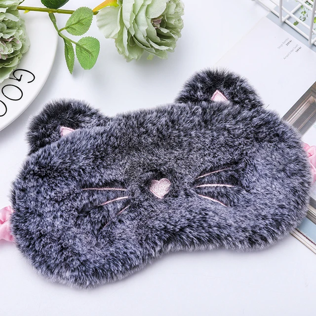 Sleeping Eye Mask Unicorn Sleep Night Mask Plush Cute Eye Patch Sort Band Aid Dream Cover For Girl Relax Travel Health Blindfold Black cat