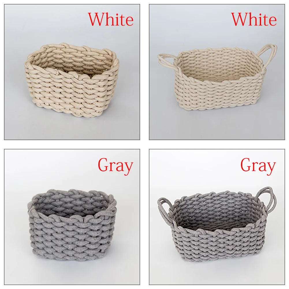 Rope Clothes Storage Basket Baby Toy With Handle Box Handmade Home Decor Desktop Organizer Braided Laundry