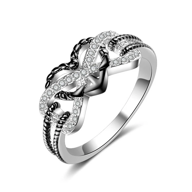 

Wedding Engagement Ring CZ Love Two Colors Heart Infinity Rings for Women Cubic Zirconia Jewelry Fashion personalized rings