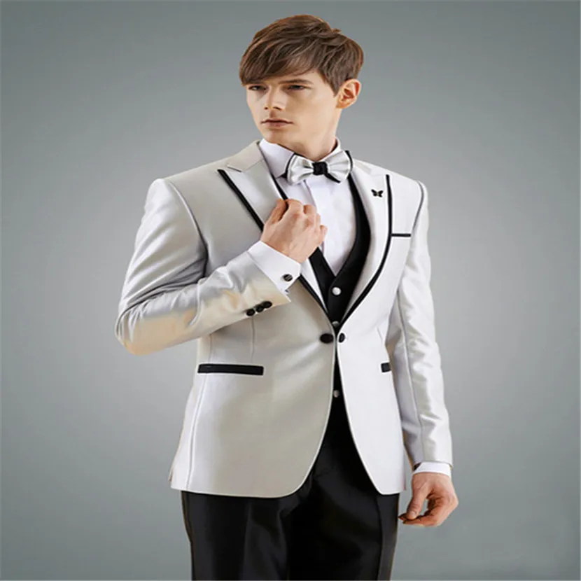 Классический мужской костюм смокинг Noivo Terno Slim Fit Easculino вечерние костюмы для мужчин смокинги жениха черный край Groomsman мужской сгусток