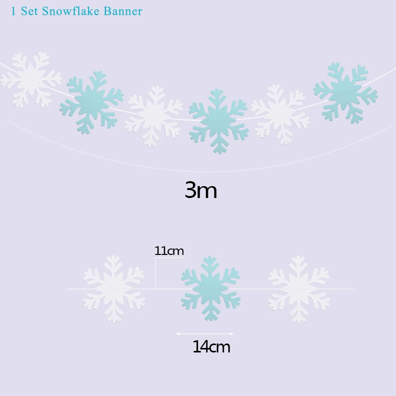 3m Snowflake Banner Снежинки Замороженные вечерние украшения DIY принадлежности для тематической вечеринки торт-Снежинка Топпер шар гирлянда наклейки на стену и так далее Декор - Цвет: 3m Snowflake Banner