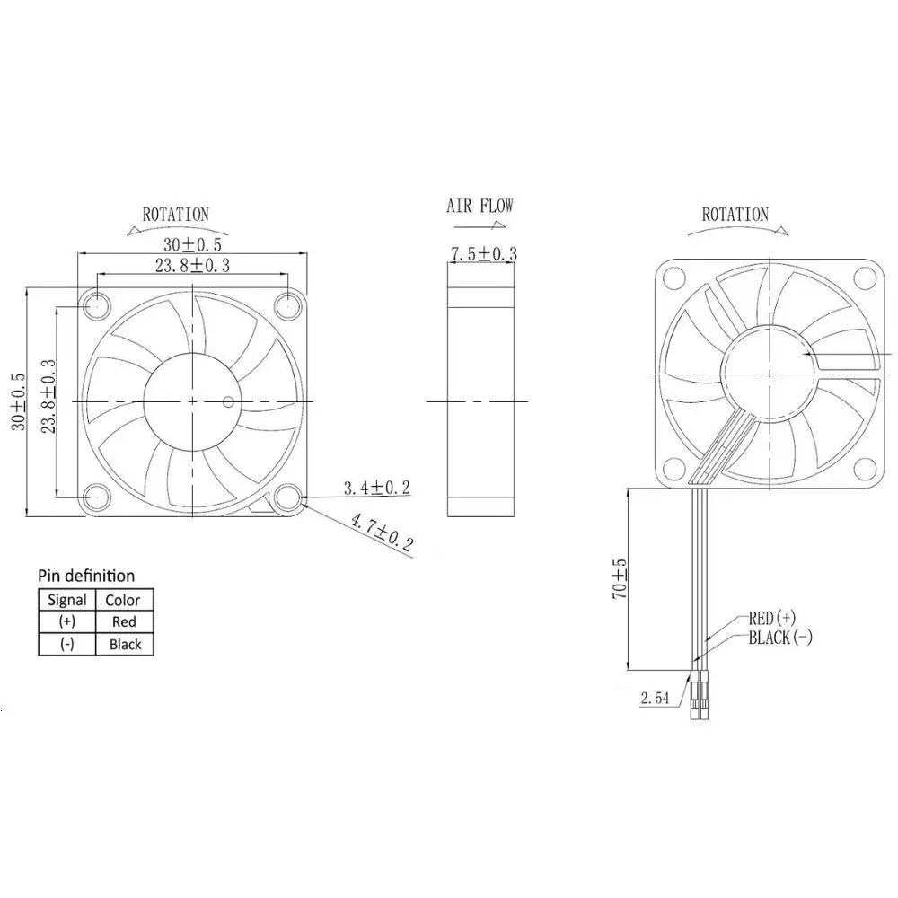 DC 5V 12V 2Pin Dupont 3007 3 см 30 мм x 7 мм вентилятор охлаждения для ПК