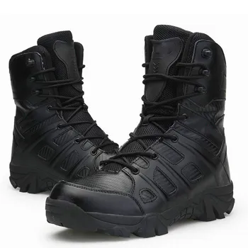 

Men Tactical Military Boots Winter Leather Waterproof Desert Combat Army Work Shoes Mens Ankle Boot Man Plus Size