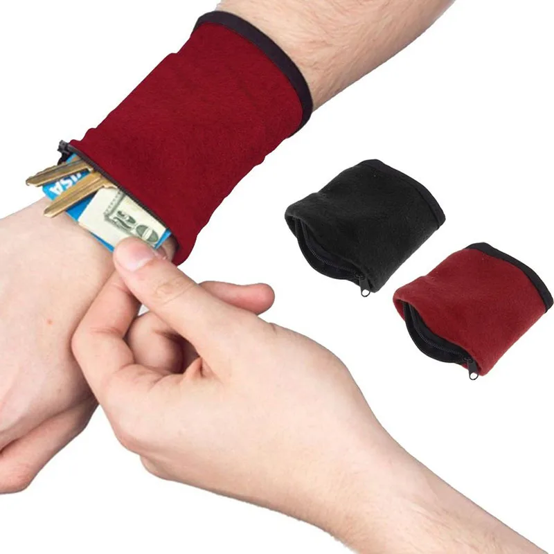Zipper Running Bag Wrist Wallet Pouch Wrist Bag Basketball Yoga Wristband Sweatband Sports Arm Bag for Key Card Storage Case
