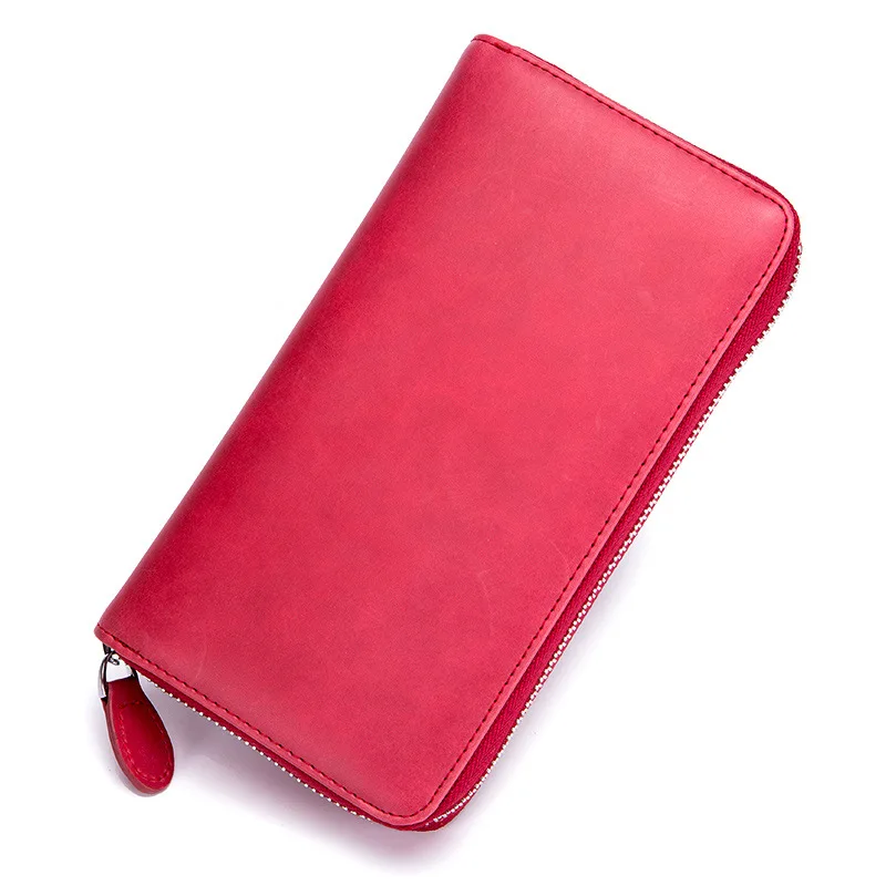 Red Бренд GO-LUCK, натуральная кожа, RFID, клатчи, кошелек, мужской, для кредитных карт, визиток, чехол, кошельки, мужские, для сотового телефона, на молнии, кошелек - Цвет: Red