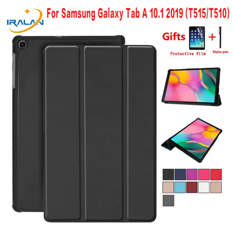 

Ultra Slim Case for Samsung Galaxy Tab A 10.1 2019 SM-T510 SM-T515 T510 T515 Smart Folio PU Leather Stand Tablet Cover+film+pen