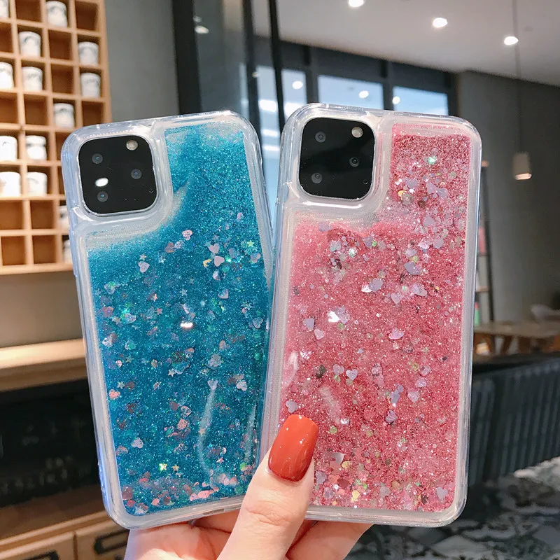 Năng Động Qicksand Lấp Lánh Chất Lỏng Dành Cho iPhone 12 11 Pro XR XS Max 8 7 6S Plus TPU Mềm Dẻo ốp Trường Hợp Trong Cho Iphone12 clear phone cases