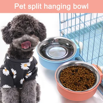 

Dog Bowl Removable Stainless Steel Hanging Pet Cage Bowl Food Water Feeder Basket Cup for Cat Puppy Rats Pet Supplies
