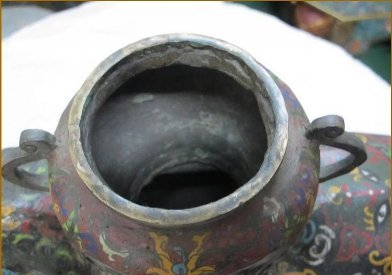 001427 2" Китайский Старый Бронзовый Cloisonne собрать для денег, богатства Быка статуя животного