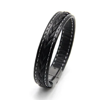 

Men's Magnetic Leather Bracelet - Button Men's Multilayer Wrap Woven Leather Bracelet