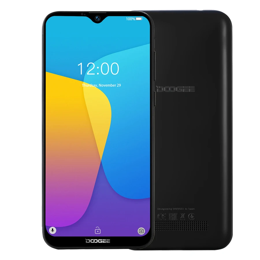 Black DOOGEE X90 6,1 ''HD Android 9,0 19:9 1 ГБ 16 ГБ разблокировка лица смартфон 8 Мп камера MT6580A четырехъядерный 3400 мАч 5 В/1 а мобильный телефон - Цвет: Black