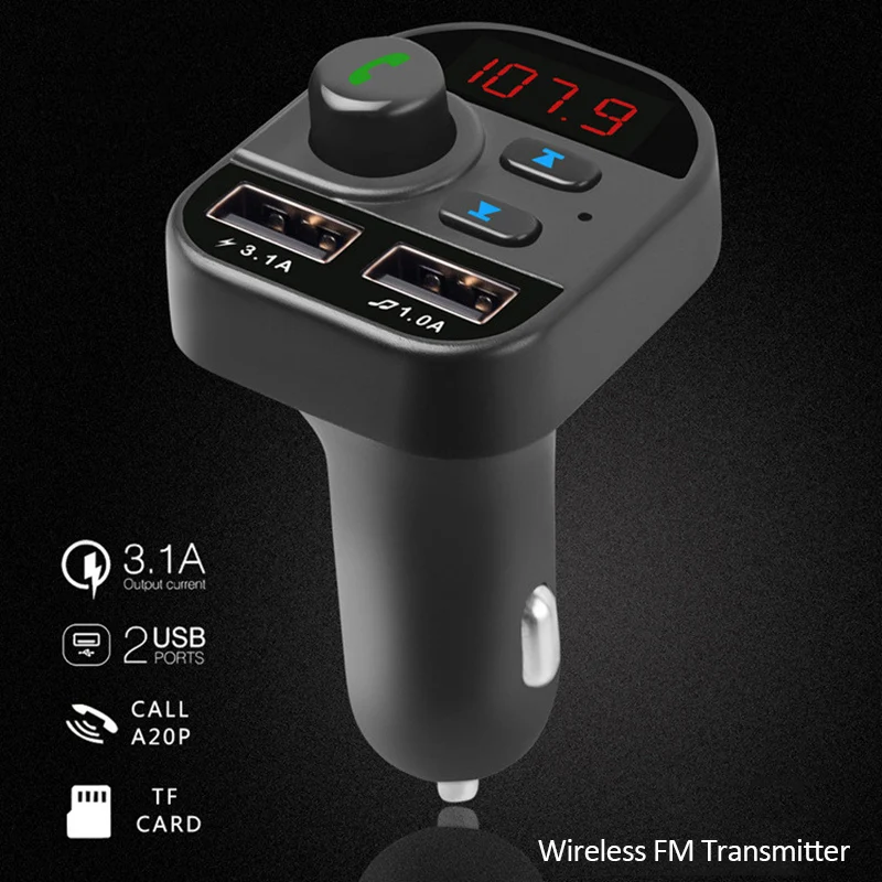 

New Car Charger FM Transmitter Aux Modulator Bluetooth Car Kit Car Audio MP3 Player with 3.1A Quick Charge Dual USB Car Charger