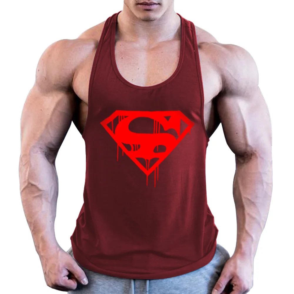 picture color Superman Men's Quick Dry Tank Tops Running Vest Fitness Sleeveless Undershirts Male Gym Tank Top Men Loose Sport Vest Plus Size - Цвет: picture color