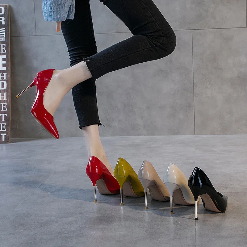

2019 Autumn New Style Versatile Shallow Mouth Pointed Shoes Thin Heeled Ultra-High Heel Shoes Nightclub Work Shoes Wedding Shoes