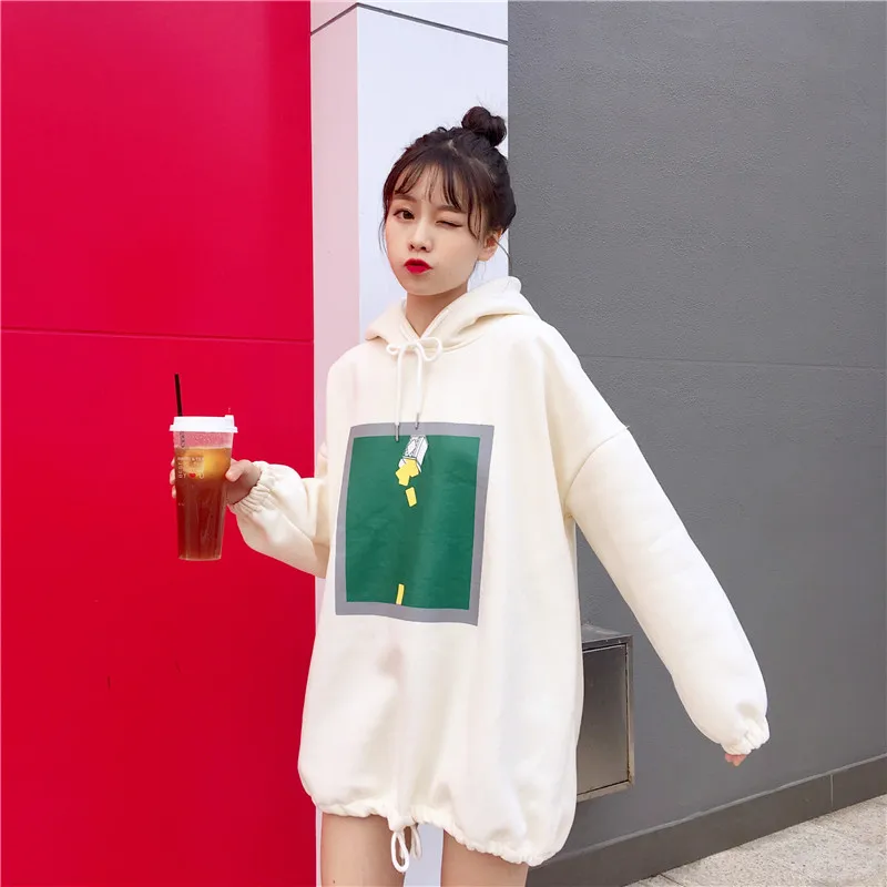 Зимние женские желтые толстовки, толстовки Harajuku с длинным рукавом, флисовая толстовка с капюшоном, пальто, женская толстовка