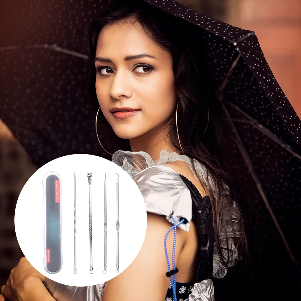 1/4pcs Portable Stainless Steel Pimple Blemish Extractor Acne Removal Needles Blackhead Remover Women Skin Care Tools